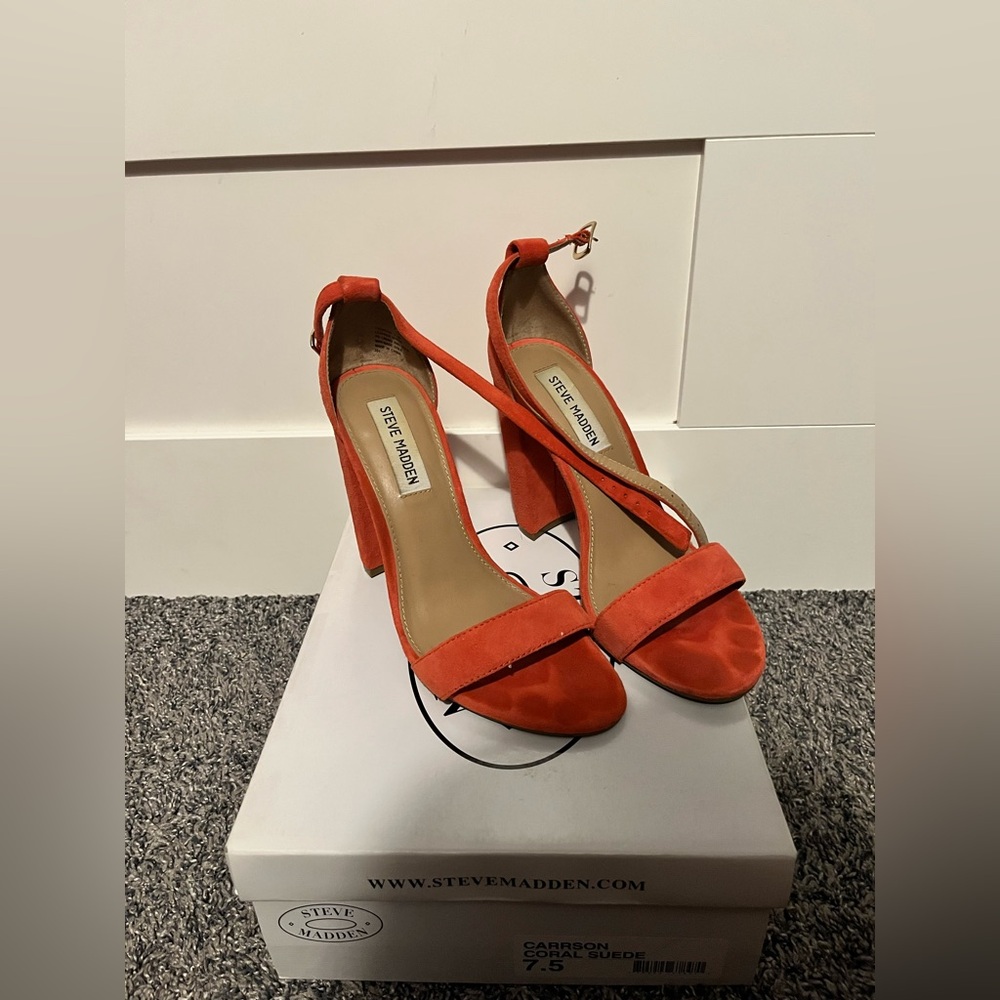 Steve Madden Bold Orange Block Heels